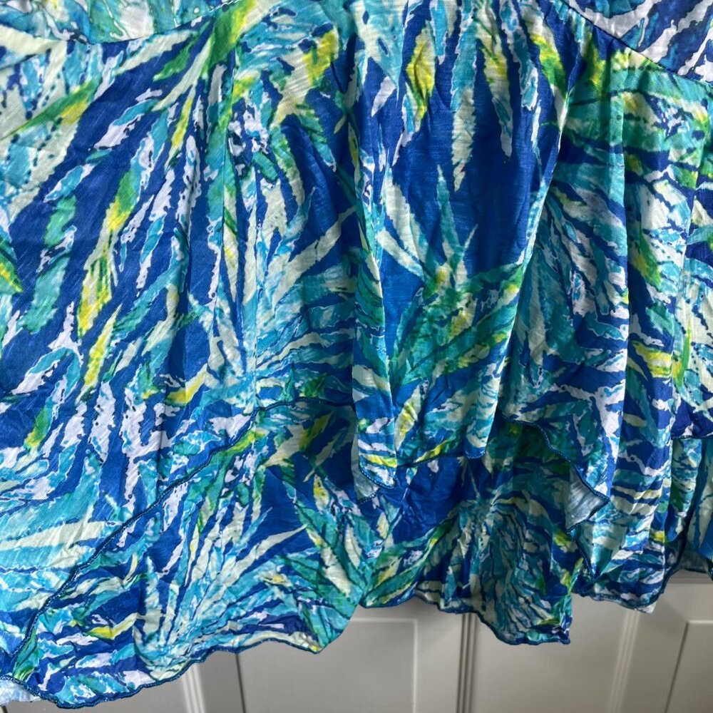 Tango Mango Tropical Palm Leaf Coasta Jungle Blue and Green Sundress Size Medium - Picture 5 of 12